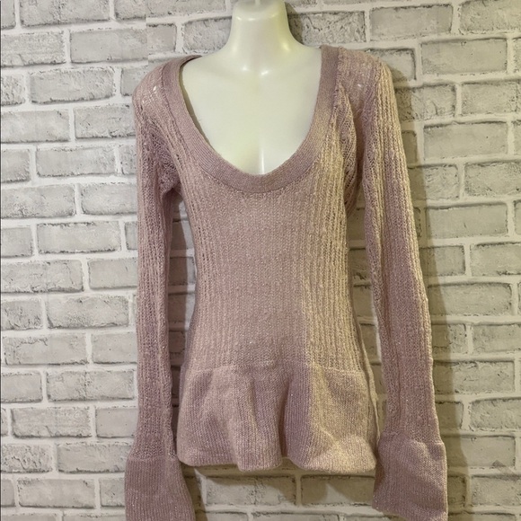 Nevada women’s crocheted sweaterer, long swoop neckline, small, lilac shimmer - Picture 1 of 7